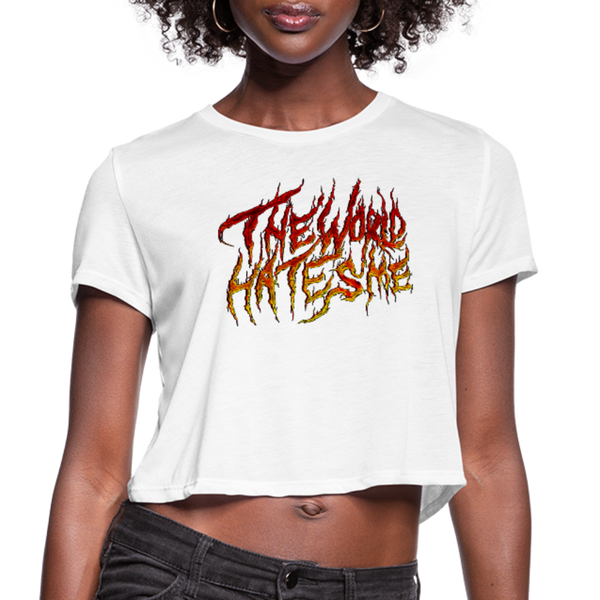 TWHM Fire Graffiti Signature Women's Premium Bella + Canvas Cropped T-Shirt - white