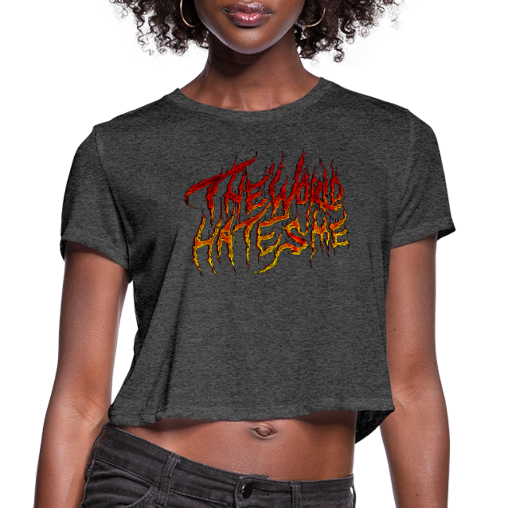 TWHM Fire Graffiti Signature Women's Premium Bella + Canvas Cropped T-Shirt - deep heather