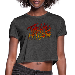 TWHM Fire Graffiti Signature Women's Premium Bella + Canvas Cropped T-Shirt - deep heather