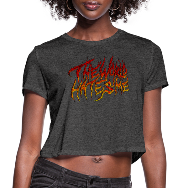 TWHM Fire Graffiti Signature Women's Premium Bella + Canvas Cropped T-Shirt - deep heather