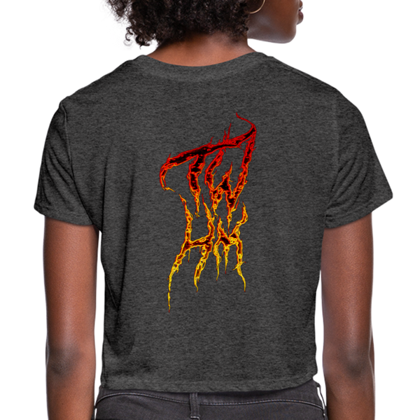 TWHM Fire Graffiti Signature Women's Premium Bella + Canvas Cropped T-Shirt - deep heather