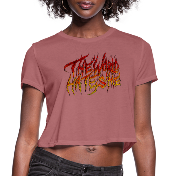 TWHM Fire Graffiti Signature Women's Premium Bella + Canvas Cropped T-Shirt - mauve