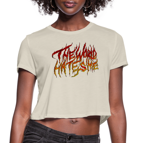 TWHM Fire Graffiti Signature Women's Premium Bella + Canvas Cropped T-Shirt - dust