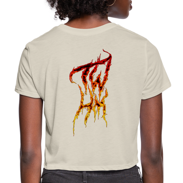 TWHM Fire Graffiti Signature Women's Premium Bella + Canvas Cropped T-Shirt - dust