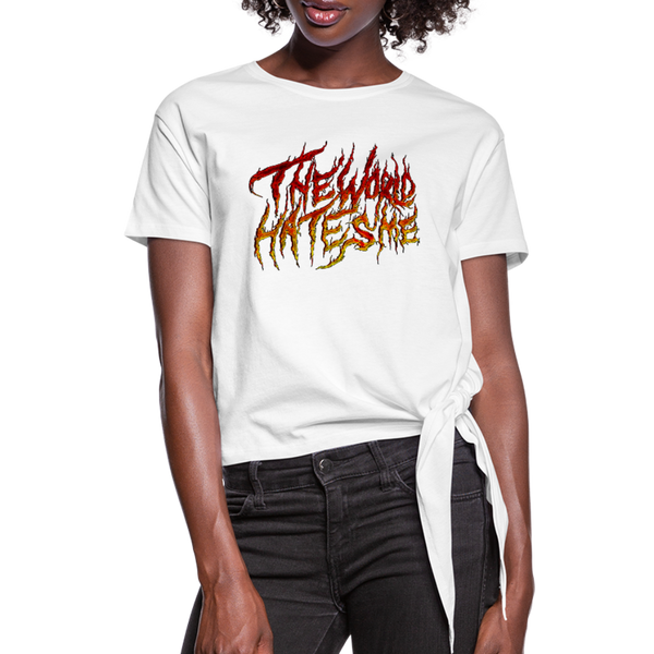 TWHM Fire Graffiti Signature Women's Premium Knotted T-Shirt - white