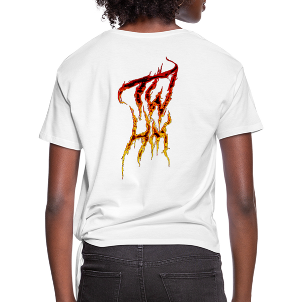 TWHM Fire Graffiti Signature Women's Premium Knotted T-Shirt - white