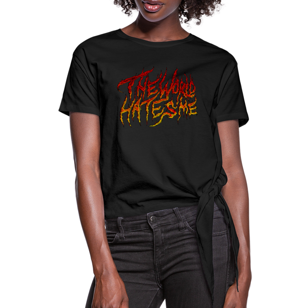 TWHM Fire Graffiti Signature Women's Premium Knotted T-Shirt - black