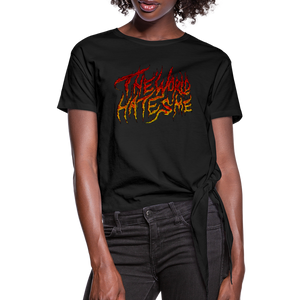 TWHM Fire Graffiti Signature Women's Premium Knotted T-Shirt - black