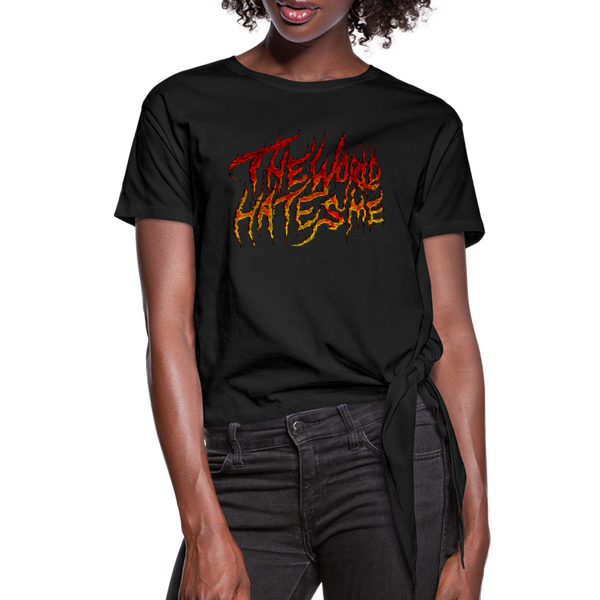 TWHM Fire Graffiti Signature Women's Premium Knotted T-Shirt - black