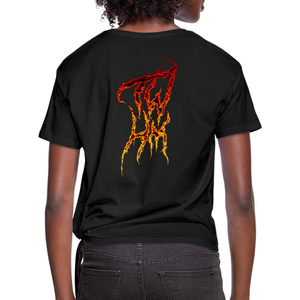 TWHM Fire Graffiti Signature Women's Premium Knotted T-Shirt - black