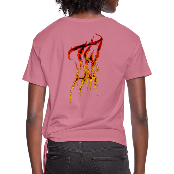 TWHM Fire Graffiti Signature Women's Premium Knotted T-Shirt - mauve