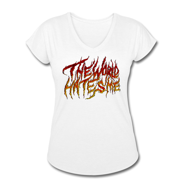 TWHM Fire Graffiti Signature Women's Tri-Blend V-Neck T-Shirt - white