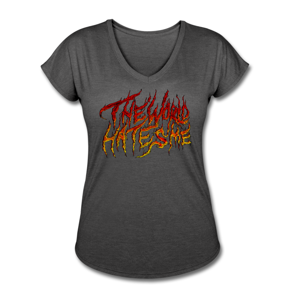 TWHM Fire Graffiti Signature Women's Tri-Blend V-Neck T-Shirt - deep heather