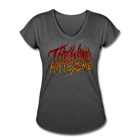 TWHM Fire Graffiti Signature Women's Tri-Blend V-Neck T-Shirt - deep heather