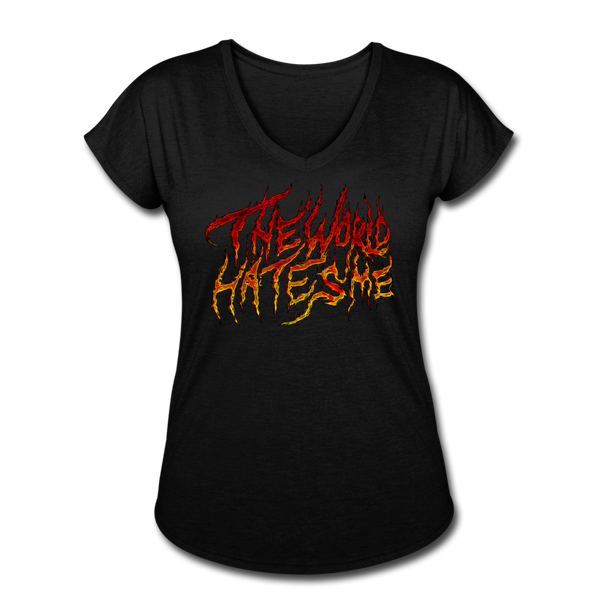 TWHM Fire Graffiti Signature Women's Tri-Blend V-Neck T-Shirt - black