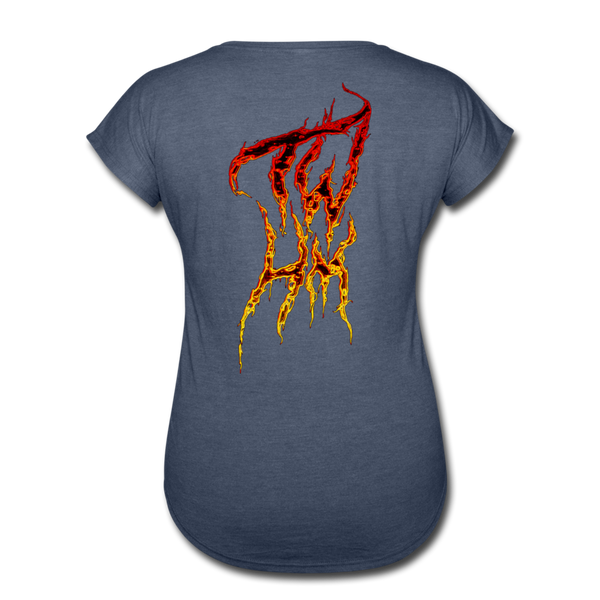 TWHM Fire Graffiti Signature Women's Tri-Blend V-Neck T-Shirt - navy heather