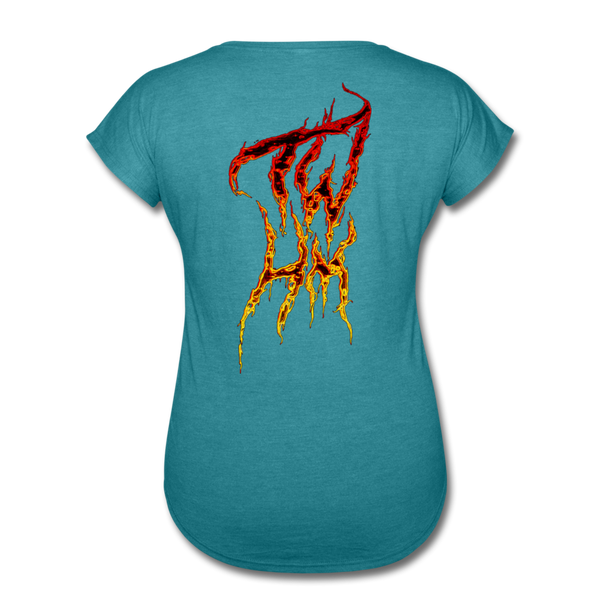 TWHM Fire Graffiti Signature Women's Tri-Blend V-Neck T-Shirt - heather turquoise