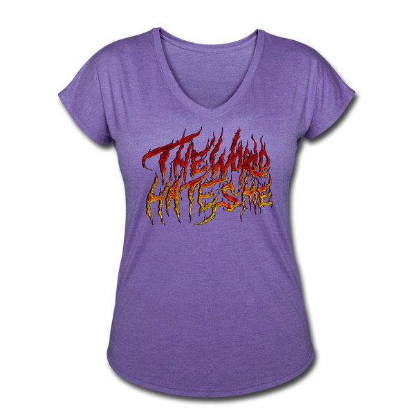 TWHM Fire Graffiti Signature Women's Tri-Blend V-Neck T-Shirt - purple heather