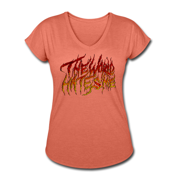 TWHM Fire Graffiti Signature Women's Tri-Blend V-Neck T-Shirt - heather bronze