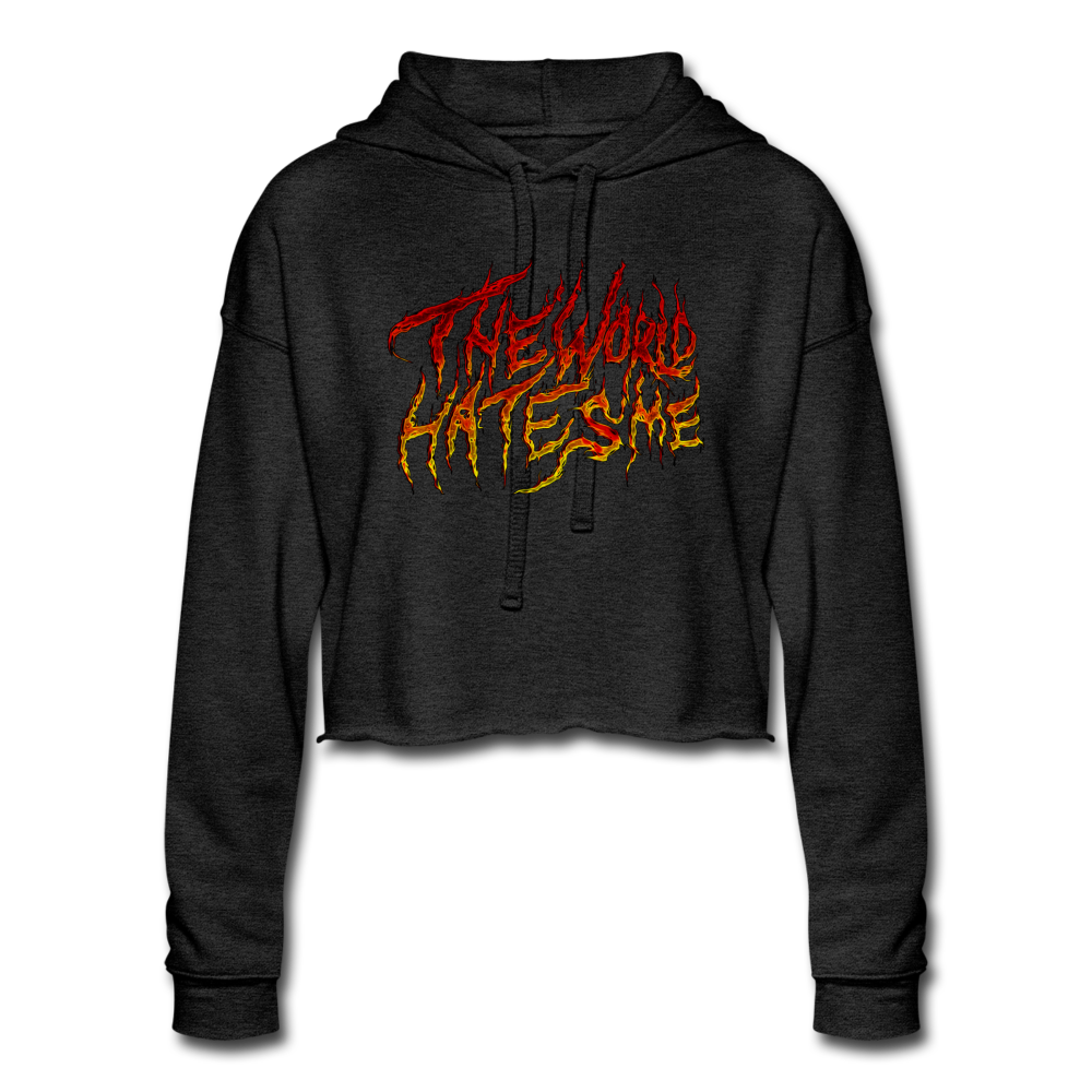 TWHM Fire Graffiti Signature Women's Premium Bella + Canvas Cropped Hoodie - deep heather