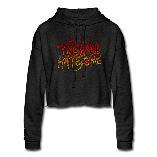 TWHM Fire Graffiti Signature Women's Premium Bella + Canvas Cropped Hoodie - deep heather