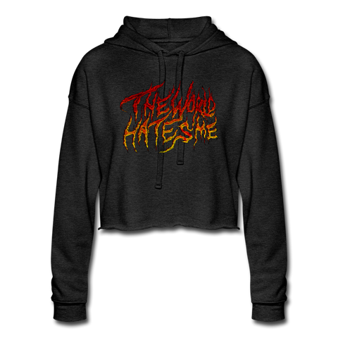 TWHM Fire Graffiti Signature Women's Premium Bella + Canvas Cropped Hoodie - deep heather