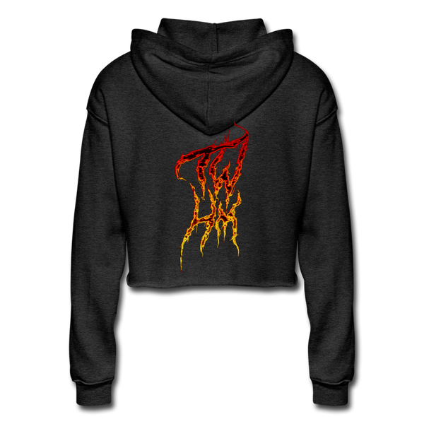 TWHM Fire Graffiti Signature Women's Premium Bella + Canvas Cropped Hoodie - deep heather