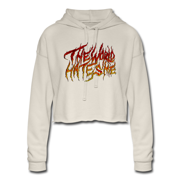 TWHM Fire Graffiti Signature Women's Premium Bella + Canvas Cropped Hoodie - dust