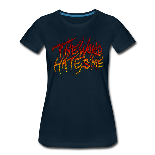 TWHM Fire Graffiti Signature Women’s Premium T-Shirt - deep navy
