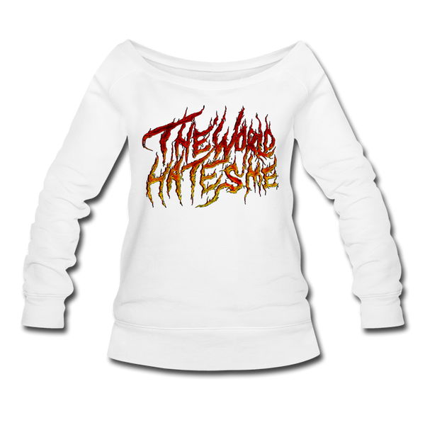 TWHM Fire Graffiti Signature Women's Premium Bella + Canvas Wideneck Sweatshirt - white