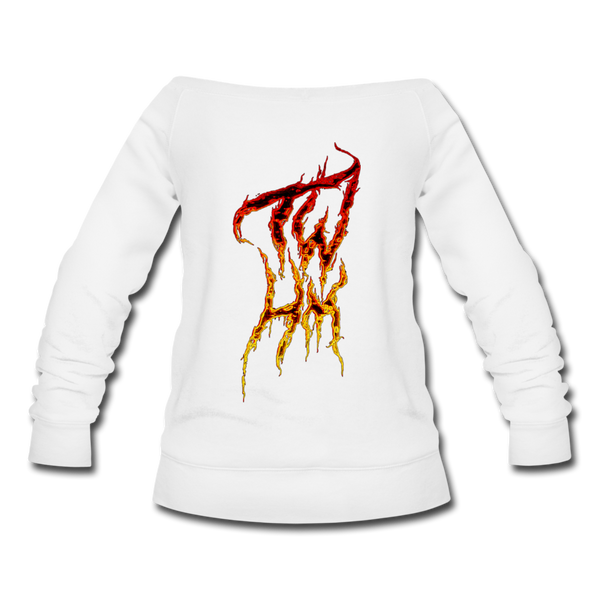 TWHM Fire Graffiti Signature Women's Premium Bella + Canvas Wideneck Sweatshirt - white