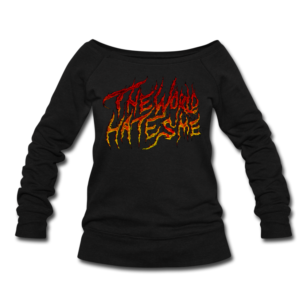 TWHM Fire Graffiti Signature Women's Premium Bella + Canvas Wideneck Sweatshirt - black