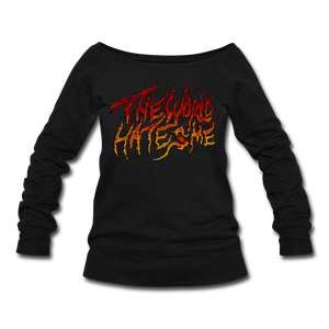 TWHM Fire Graffiti Signature Women's Premium Bella + Canvas Wideneck Sweatshirt - black