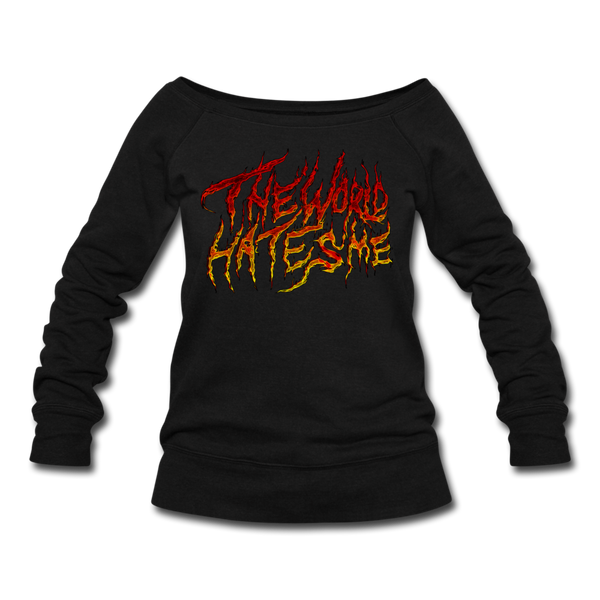 TWHM Fire Graffiti Signature Women's Premium Bella + Canvas Wideneck Sweatshirt - black