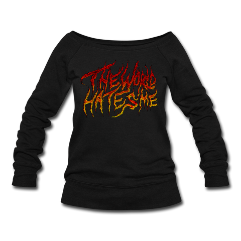 TWHM Fire Graffiti Signature Women's Premium Bella + Canvas Wideneck Sweatshirt - black