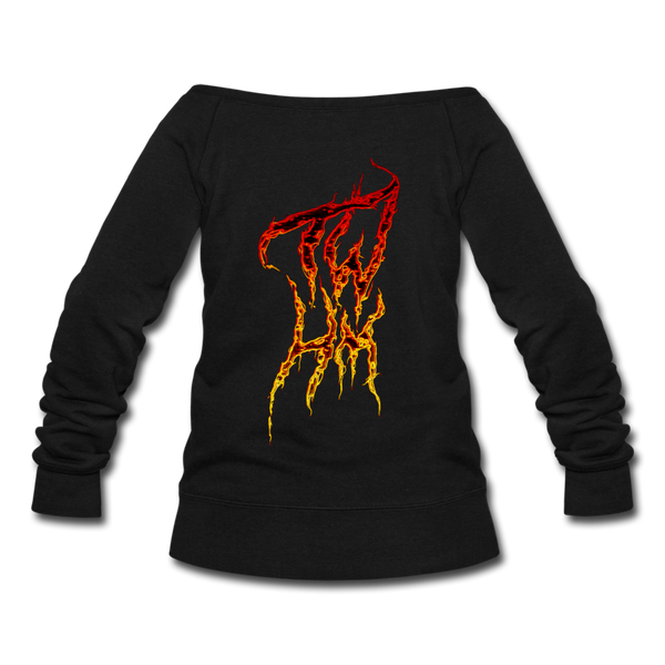 TWHM Fire Graffiti Signature Women's Premium Bella + Canvas Wideneck Sweatshirt - black