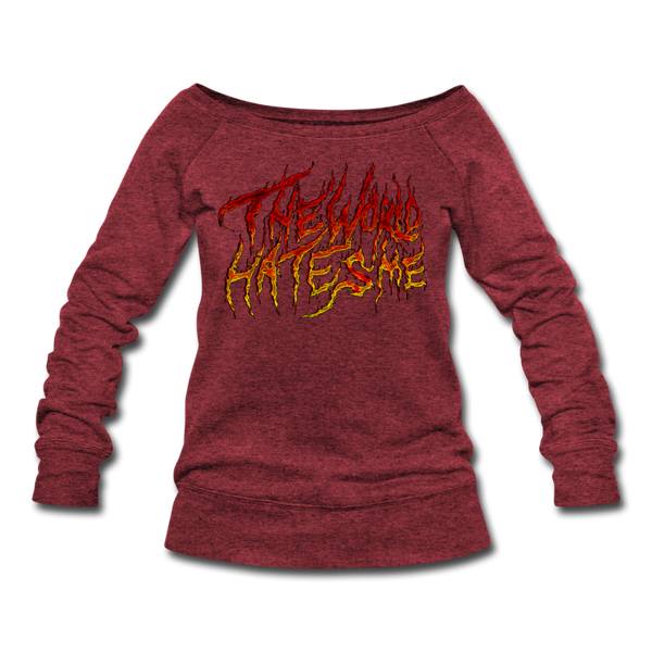 TWHM Fire Graffiti Signature Women's Premium Bella + Canvas Wideneck Sweatshirt - cardinal triblend