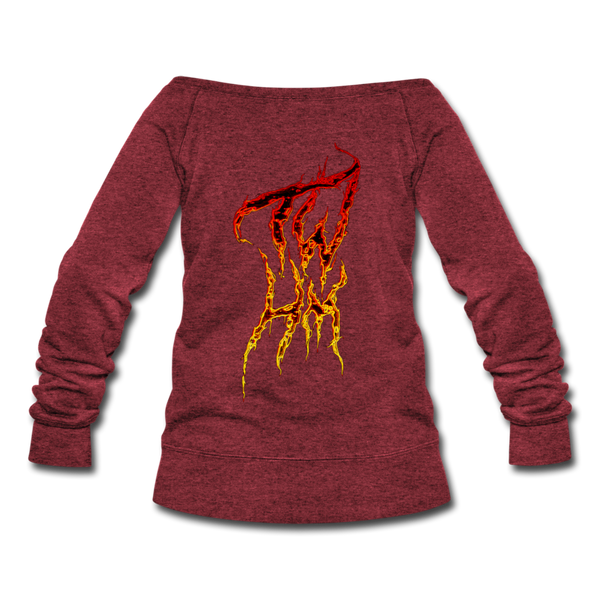 TWHM Fire Graffiti Signature Women's Premium Bella + Canvas Wideneck Sweatshirt - cardinal triblend