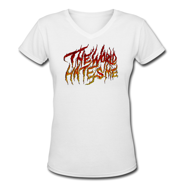 TWHM Fire Graffiti Signature Women's V-Neck T-Shirt - white