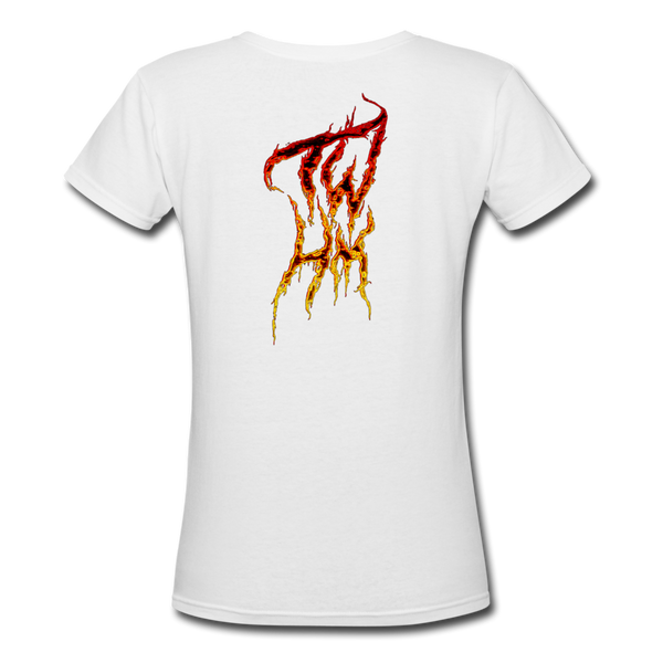 TWHM Fire Graffiti Signature Women's V-Neck T-Shirt - white