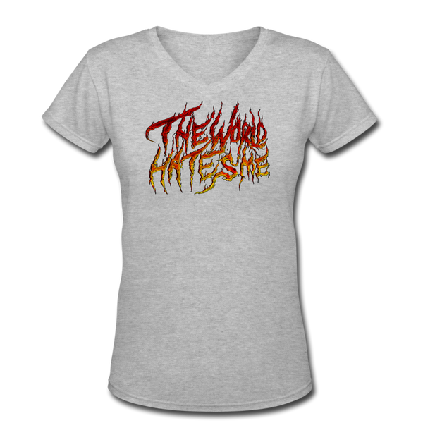 TWHM Fire Graffiti Signature Women's V-Neck T-Shirt - gray