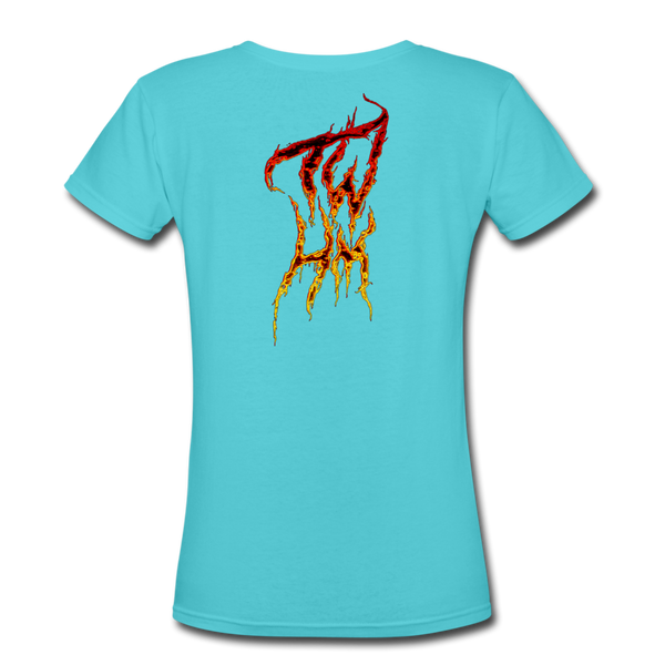 TWHM Fire Graffiti Signature Women's V-Neck T-Shirt - aqua