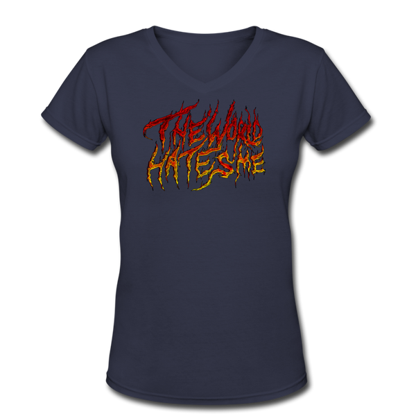 TWHM Fire Graffiti Signature Women's V-Neck T-Shirt - navy