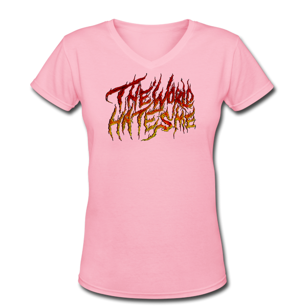 TWHM Fire Graffiti Signature Women's V-Neck T-Shirt - pink