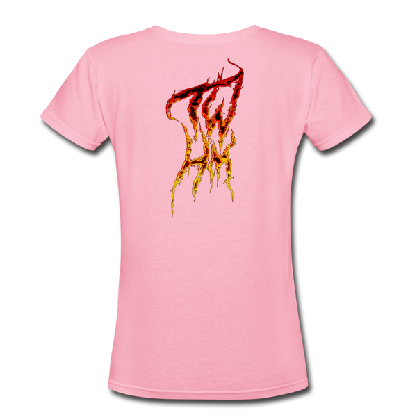 TWHM Fire Graffiti Signature Women's V-Neck T-Shirt - pink