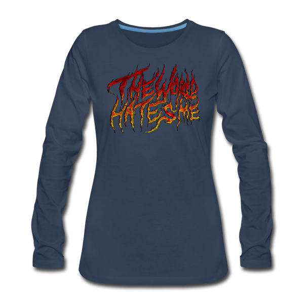 TWHM Fire Graffiti Signature Women's Premium Long Sleeve T-Shirt - navy