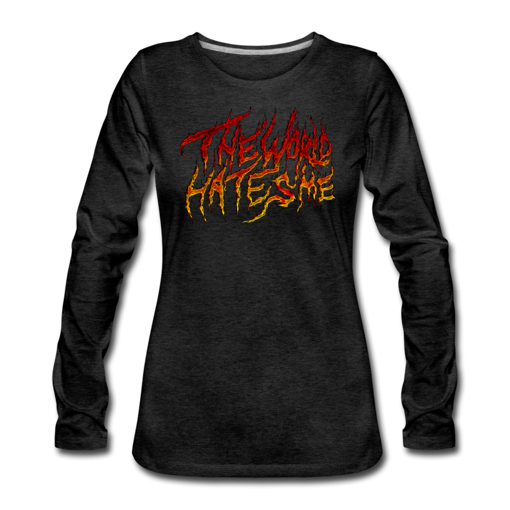 TWHM Fire Graffiti Signature Women's Premium Long Sleeve T-Shirt - charcoal gray