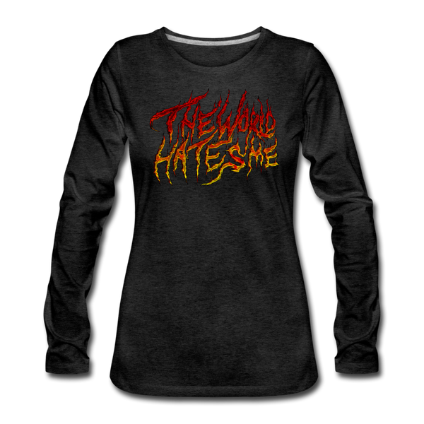 TWHM Fire Graffiti Signature Women's Premium Long Sleeve T-Shirt - charcoal gray