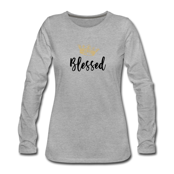 KreativeK TWHM Collab Blessed Signature Edition Women's Premium Long Sleeve T-Shirt - heather gray