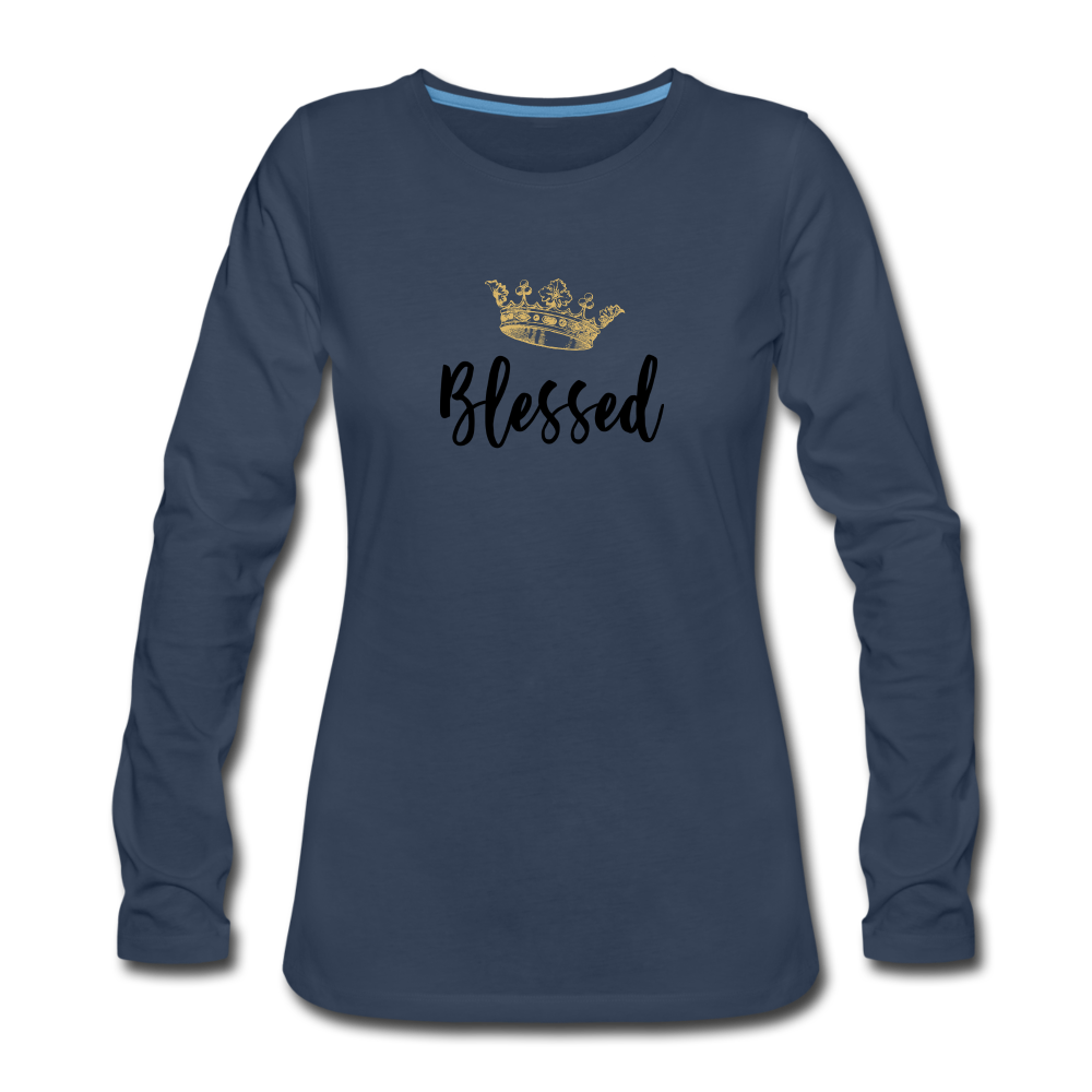 KreativeK TWHM Collab Blessed Signature Edition Women's Premium Long Sleeve T-Shirt - navy